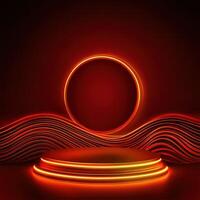 Neon glowing waves on a black background photo
