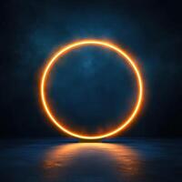 An orange ring in the dark with a bright light photo
