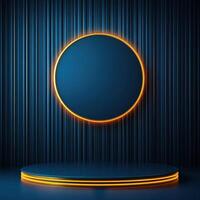 An empty podium with a round light on it photo