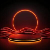 3d rendering of a neon light on a black background photo
