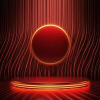 Red light on a stage with a red circle photo