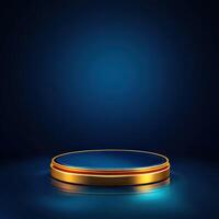 Gold podium with blue background photo