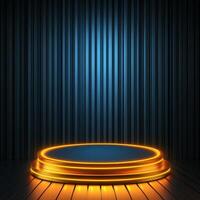 An empty podium with glowing lights on it photo
