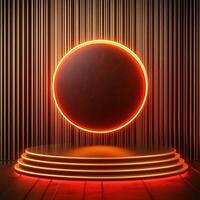 A neon red circle with a spotlight on it photo