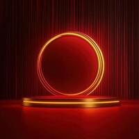 Red neon light on a red background photo