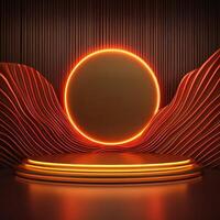 3d rendering of a stage with a round light photo