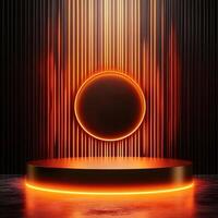 An orange light circle on a black background photo