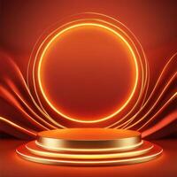 3d rendering of a podium with a glowing circle photo