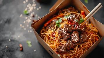 Fast food banner with takeaway food photo