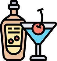 A martini and a bottle of liquor vector