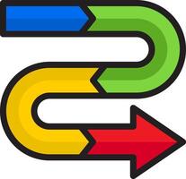 A colorful arrow pointing to the right vector