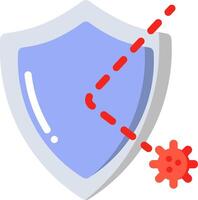 A shield with a red dot on it and a red arrow pointing to it vector