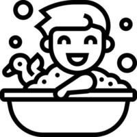 A boy taking a bath with bubbles and soap vector