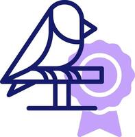 A bird sitting on a bench with a ribbon vector