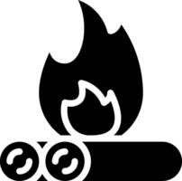A black and white image of a fire and a log vector