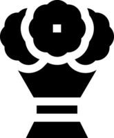 A black and white icon of a vase with flowers vector