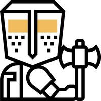 A knight holding an axe and helmet vector