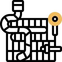 A black and white illustration of a pipe and a wheel vector