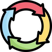 A circular arrow with four arrows in it vector