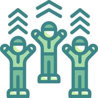 Three people standing in front of a green background vector