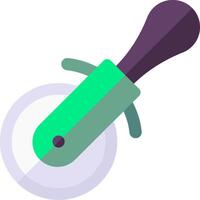 A green and purple knife with a circular handle vector