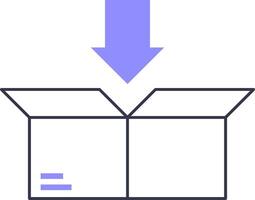 A box with an arrow pointing down vector
