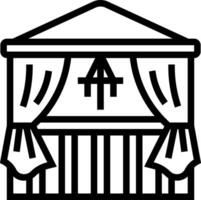 A black and white illustration of a tent vector
