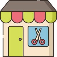 A shop with scissors and scissors on the front vector