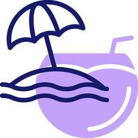 A purple coconut with an umbrella and drink vector