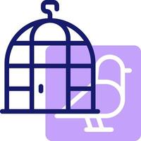 A bird in a cage with a purple background vector
