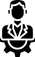 A man in a suit and tie is sitting at a computer vector
