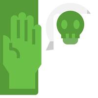 A green hand with a skull on it vector
