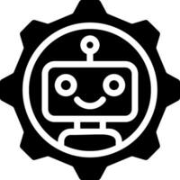 A black and white logo of a robot vector
