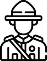 A black and white icon of a man in uniform vector