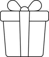 A black and white drawing of a gift box with a bow vector