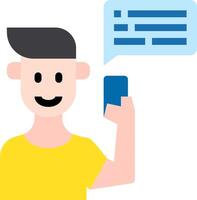 Man holding phone and speech bubble vector