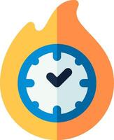 A clock with a flame around it vector