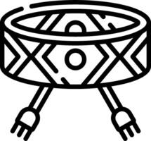 A black and white drawing of a bowl with a handle vector