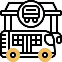 Bus icon with a bus and a bus stop vector