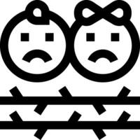 A black and white image of two people with barbed wire vector
