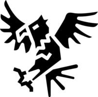 A black and white image of an eagle with wings vector