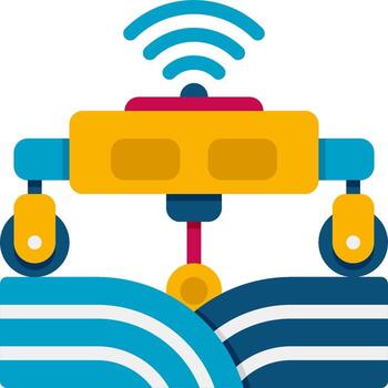 un robot con un Wifi señal en parte superior de un libro vector