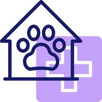 A dog house with a paw and cross on it vector