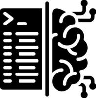 A black and white image of a brain with a computer vector