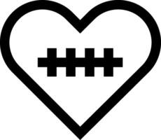 A black and white heart with a football cross in it vector