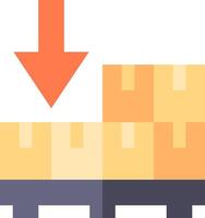 A cart with a red arrow pointing down vector