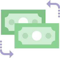 Two green bills with arrows pointing to the left and right vector