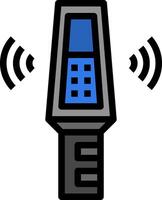 A cell phone with a blue and black design vector