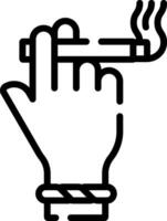 A hand holding a cigarette in its hand vector