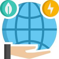 Hand holding globe with lightning and green energy vector